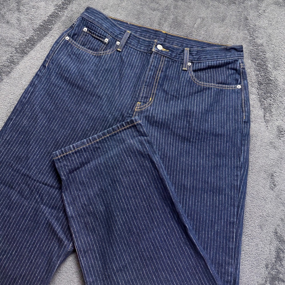 Levi's Low Pro Pinstripe Jeans Women's 32x30 Blue Straight Leg Denim Workwear